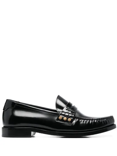 Saint Laurent Schuhe Penny-slot Leather Loafers In Black