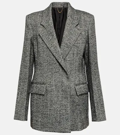 Victoria Beckham Herringbone Wool-blend Jacket In Black