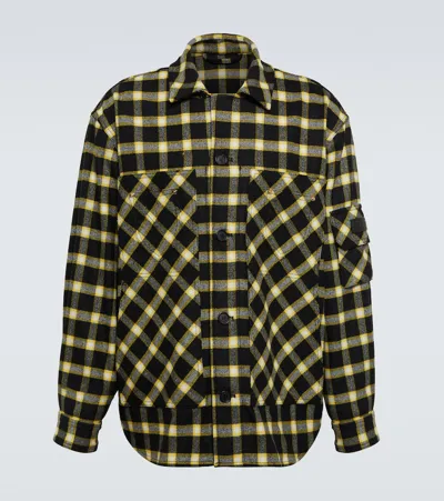 Versace Tartan Wool-blend Blouson Jacket In Black