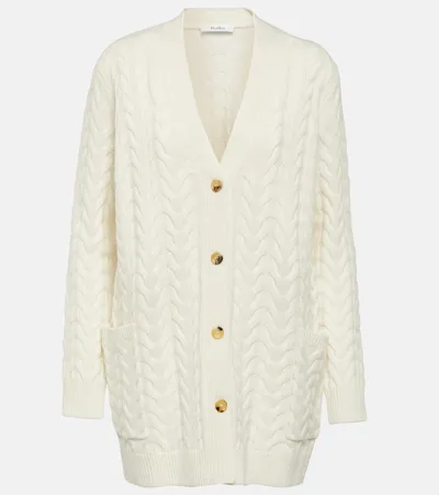 Max Mara Woman Cardigan Beige Size L Cashmere In White