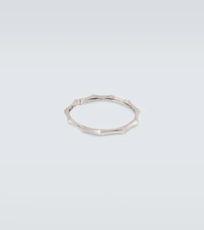 Rainbow K Bamboo 14kt White Gold Bangle With Diamonds In Silver