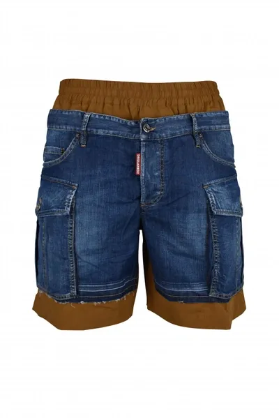 Dsquared2 Layered-design Denim Shorts In Blue