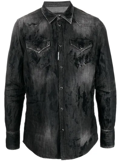 Dsquared2 Western Denim Shirt In Black