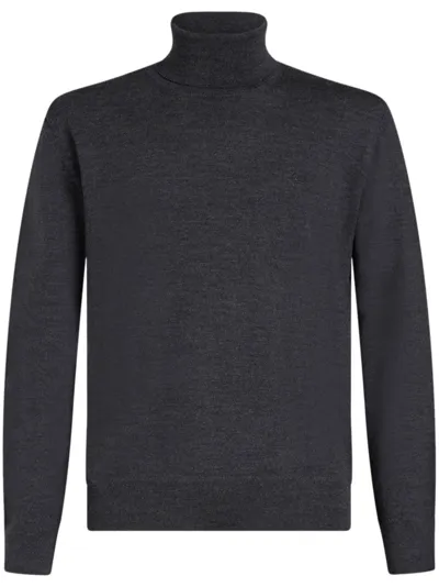 Etro Pegaso-embroidered High-neck Jumper In Grau