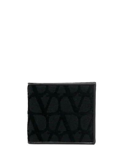 Valentino Garavani Toile Iconographe Bi-fold Wallet In Black