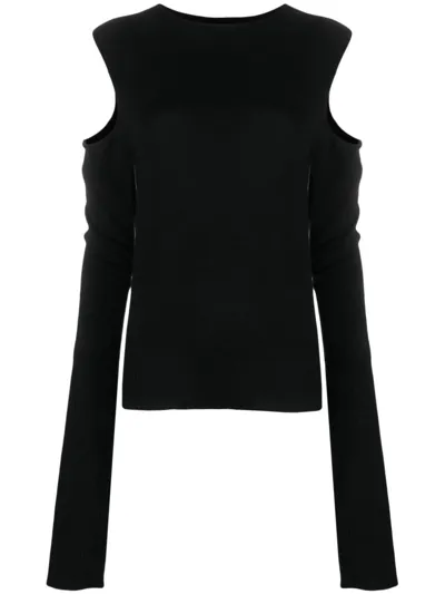 Rick Owens Cut-out Cotton Jumper In Schwarz