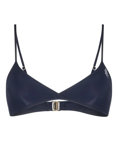 Sporty And Rich The Brigitte Bikini Top In Blue