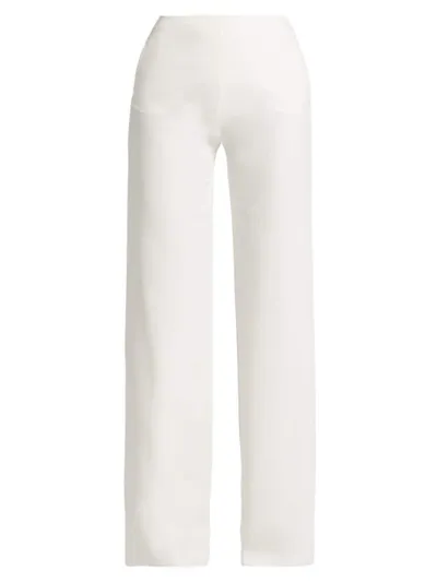 Valentino Cady Couture Straight-leg Silk Pants In Ivory