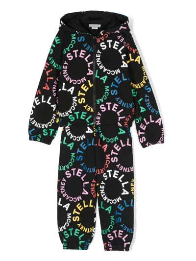 Stella Mccartney Kids Girls Black Cotton Logo Tracksuit