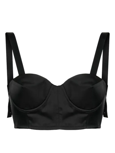 Maison Margiela Cropped Satin Bustier Blouse In Black