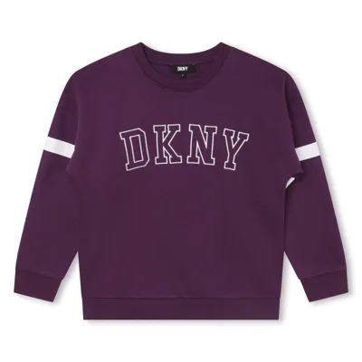 Dkny Kids' Logo-patch Sweatshirt In Purple