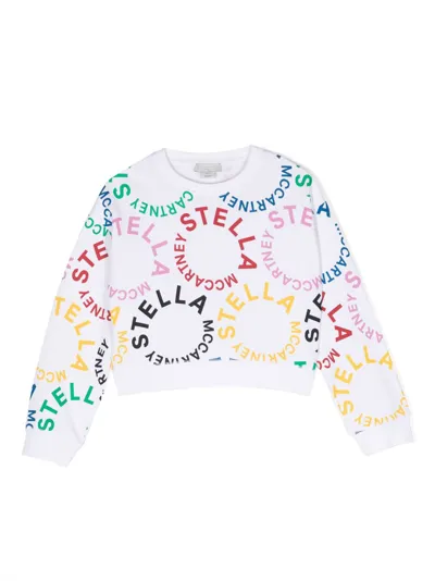 Stella Mccartney Kids' Circular Logo-print Cotton Sweatshirt In White