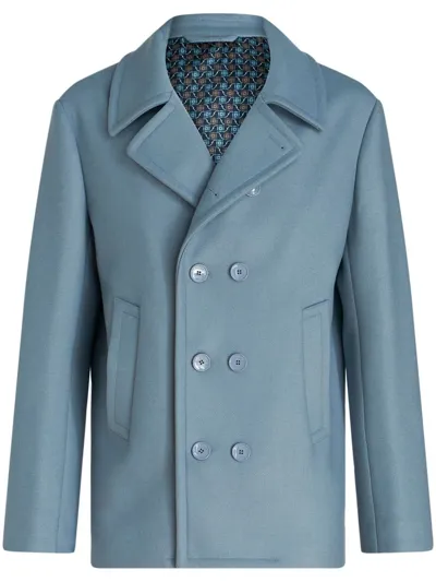 Etro Zweireiher-jacke Aus Wolltuch In Blue