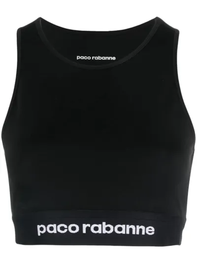 Rabanne Jersey Bodyline Sports Bra In Black