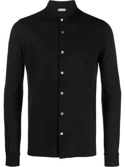 Zanone Spread-collar Shirt In Black