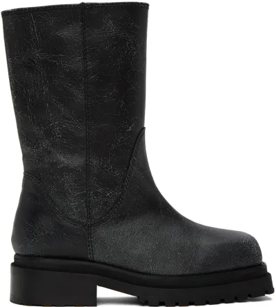 Eckhaus Latta Square-toe 70mm Leather Boots In Black