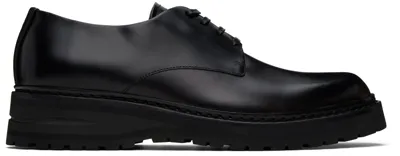 Giorgio Armani Black Embossed Derbys In Nero