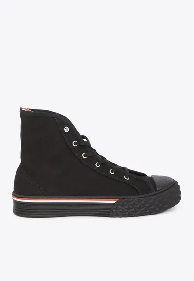 Thom Browne High-top-sneakers Mit Rwb-streifen In Black