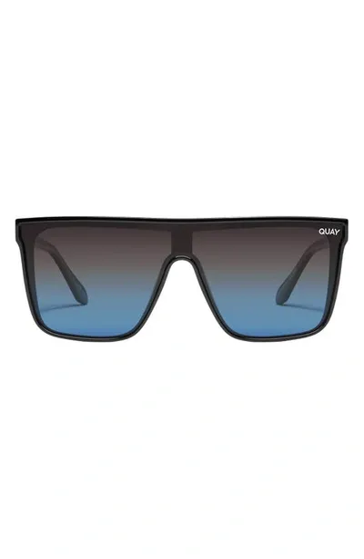 Quay Nightfall Extra Large Polarized Shield Sunglasses In Black,black Blue Polarized