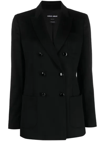 Giorgio Armani Peak-lapels Double-breasted Blazer In Black