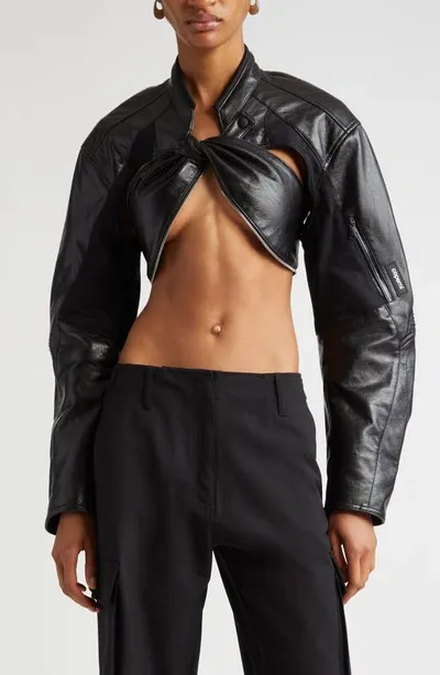 Coperni Cutout Cropped Biker Jacket In Black