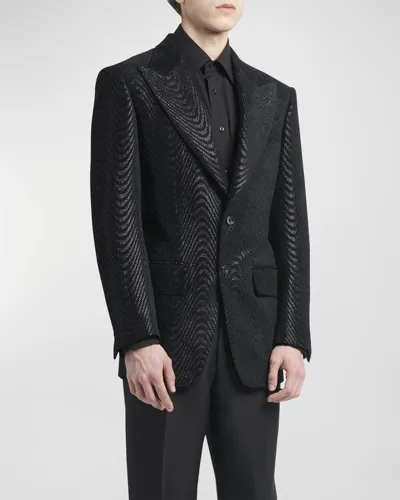 Tom Ford Men's Atticus Spiral Jacquard Cocktail Jacket In Black