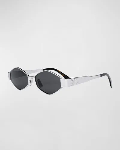 Celine Triomphe 54mm Geometric Sunglasses In Shiny Palladium