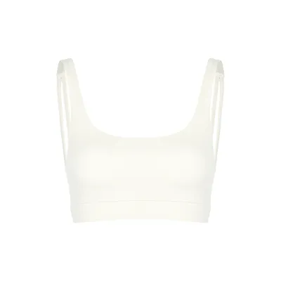 Girlfriend Collective White Andy Sport Bra In Ivory