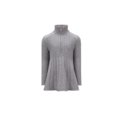 Moncler Kids' Wool Polo Neck Dress Gray