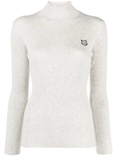 Maison Kitsuné Fox Head Turtle-neck Jumper In Grey