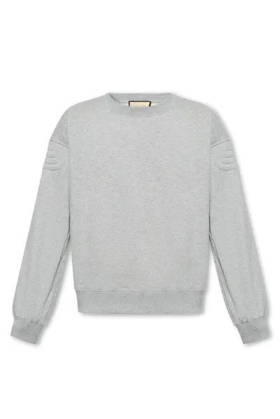 Gucci Logo Printed Crewneck Sweatshirt In Grey