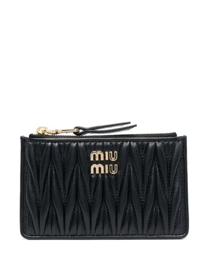 Miu Miu Woman Black Leather Card Holder