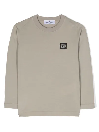 Stone Island Junior Kids' Compass-motif Cotton Sweatshirt In Grau