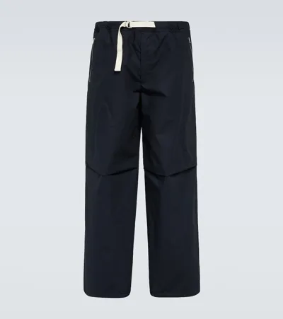 Jil Sander Zip-off Cotton Pants In Blue