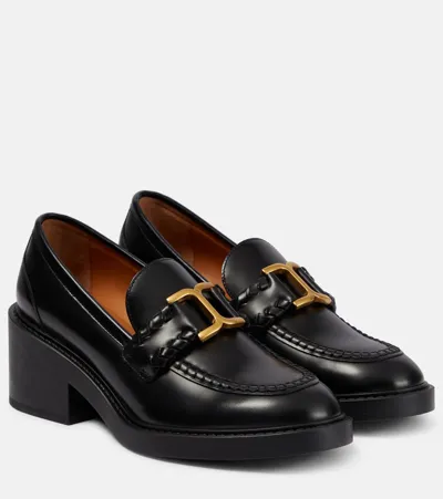 Chloé Marcie Leather Loafer Pumps In Black