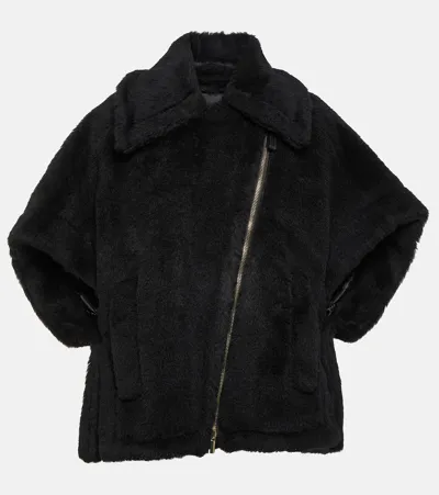 Max Mara Manto Teddy Cape In Black