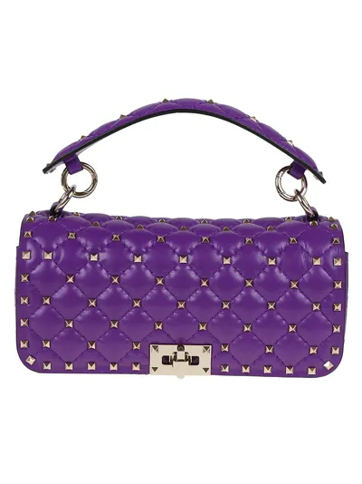 Valentino Garavani Rockstud Foldover Top Tote Bag In Purple