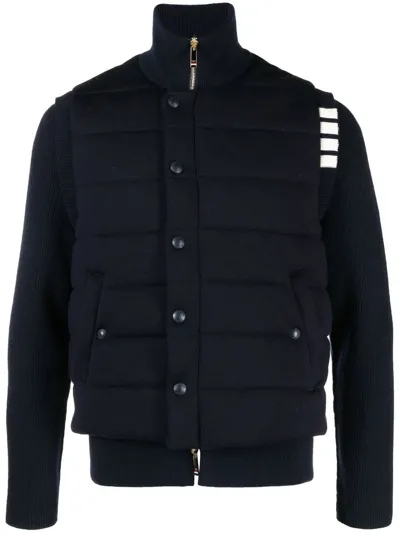 Thom Browne Stripe-detail Padded Jacket In Blue