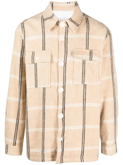 Family First Check-pattern Wool-blend Jacket In Neutrals