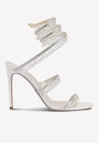 René Caovilla Chandelier 105 Jeweled Crystal-embellished Sandals In Ivory