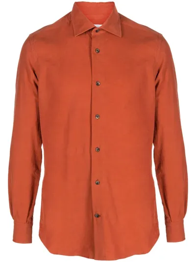 Mazzarelli Spread-collar Cotton Shirt In Orange