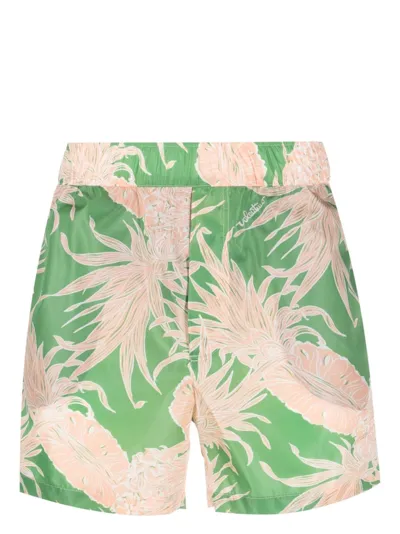 Valentino Pineapple-print Cotton Shorts In Multicolor