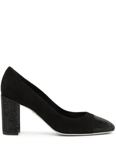 René Caovilla Kristen 75mm Rhinestone-embellished Suede Pumps In Black