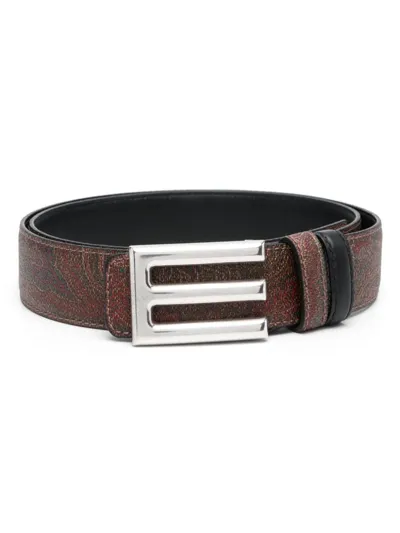 Etro Paisley-print Reversible Belt In Rot