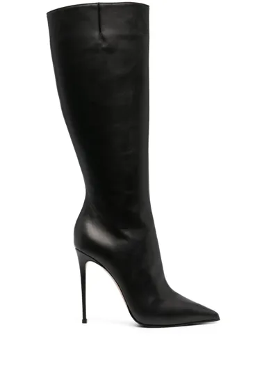 Le Silla 120mm Pointed-toe Leather Boots In Schwarz