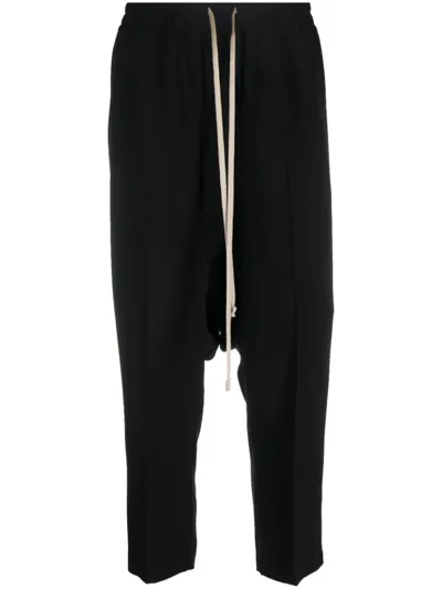 Rick Owens Drop-crotch Cropped Trousers In Schwarz