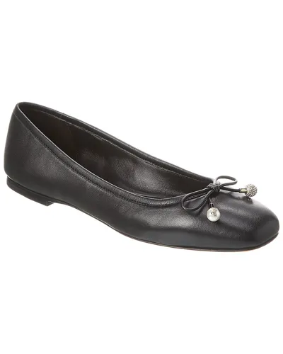 Jimmy Choo Elme Leather Bow Ballerina Flats In Black