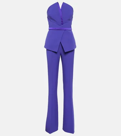 Safiyaa Capucine Strapless Crêpe Jumpsuit In Purple