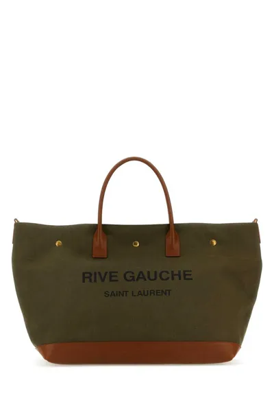 Saint Laurent Rive Gauche Maxi Shopping Bag In Green