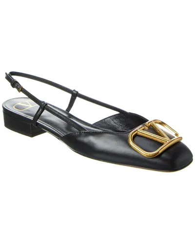 Valentino Garavani Vlogo 20 Pointed-toe Leather Slingback Courts In Black